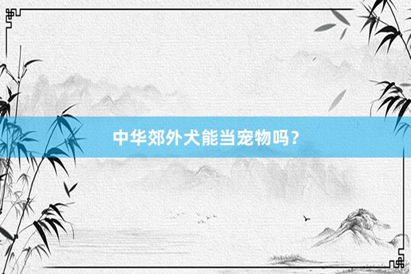 中华郊外犬能当宠物吗？