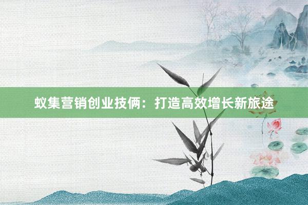 蚁集营销创业技俩：打造高效增长新旅途